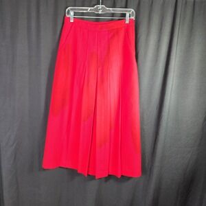 Vintage Skyr Sportswear Pleated Wool Skirt Red Size 10 Knee Length
